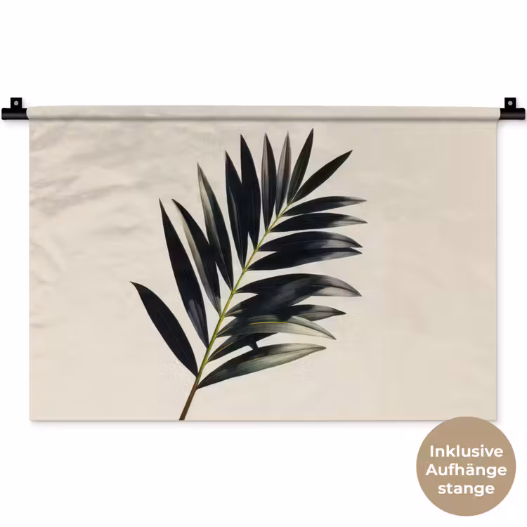 Palmblad - Subtiel - Groen - beige Wandkleed katoen klein -t3d_DE