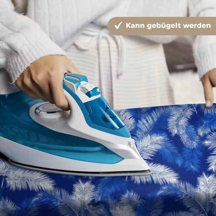 Palmblad - Patroon - Blauw Wandkleed katoen klein 269 -tsfeer9_DE
