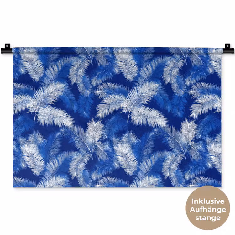 Palmblad - Patroon - Blauw Wandkleed katoen klein 269 -t3d_DE