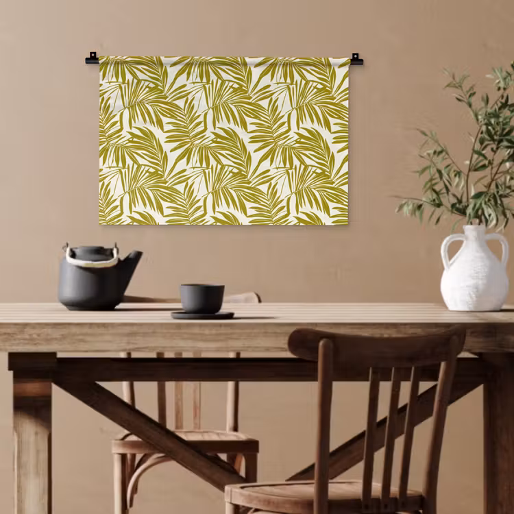 Palmblad - Patroon - Groen Wandkleed katoen klein 269 -sfeer6
