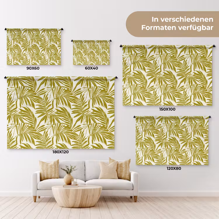 Palmblad - Patroon - Groen Wandkleed katoen klein 269 -tsfeer8_DE