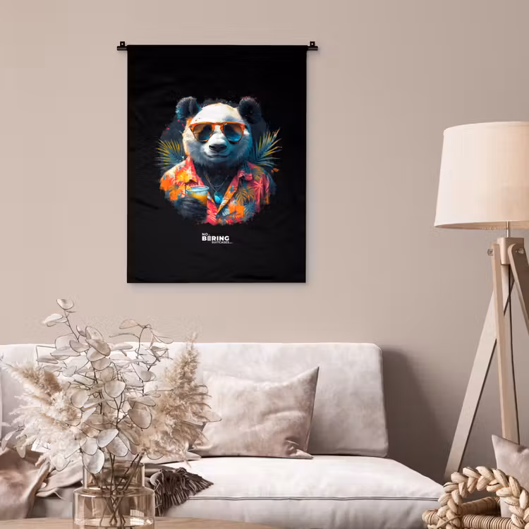 Panda als tropische straatkunst Wandkleed katoen klein -sfeer4