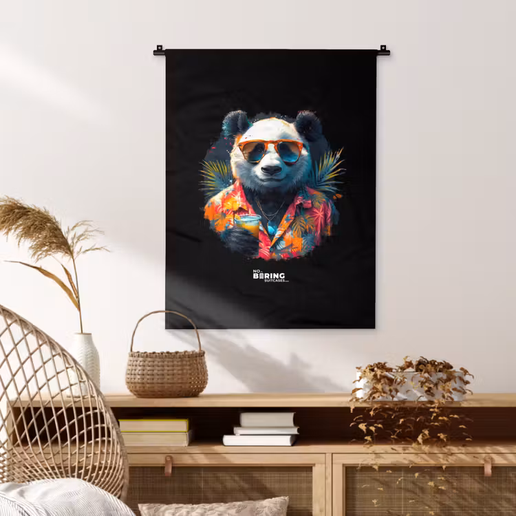 Panda als tropische straatkunst Wandkleed katoen klein -sfeer5
