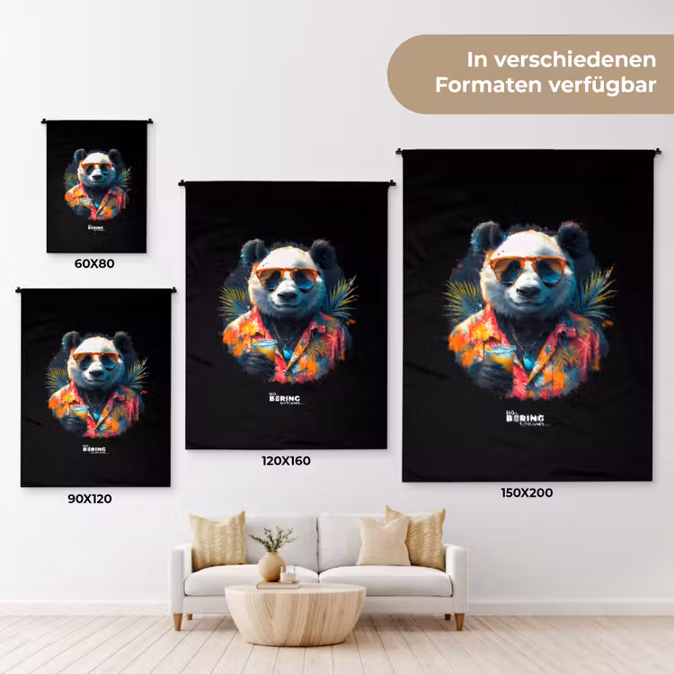 Panda als tropische straatkunst Wandkleed katoen klein -tsfeer8_DE