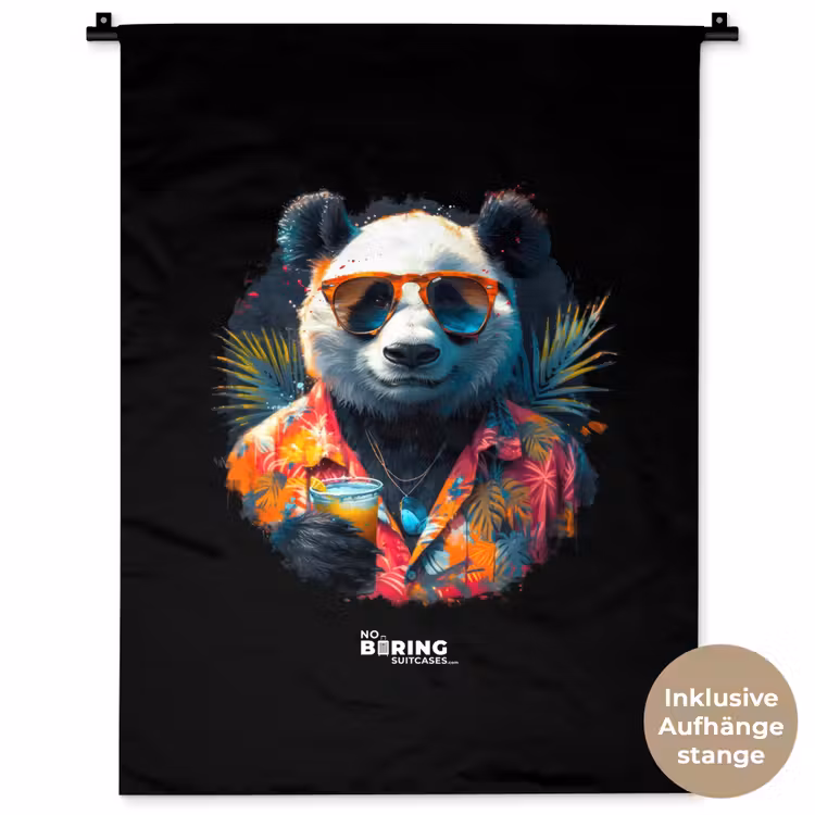 Panda als tropische straatkunst Wandkleed katoen klein -t3d_DE