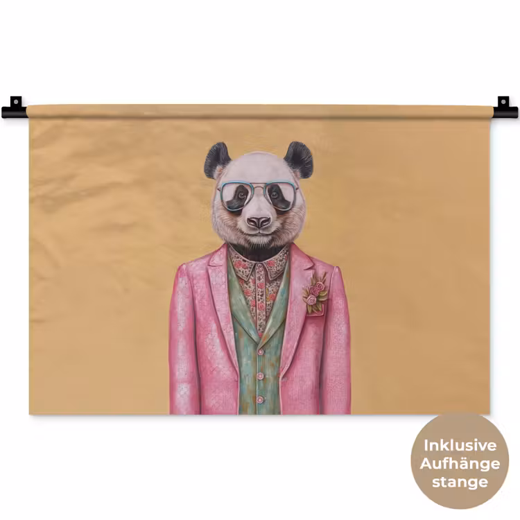Panda - Pak - Zonnebril - Blauw Wandkleed katoen klein -t3d_DE