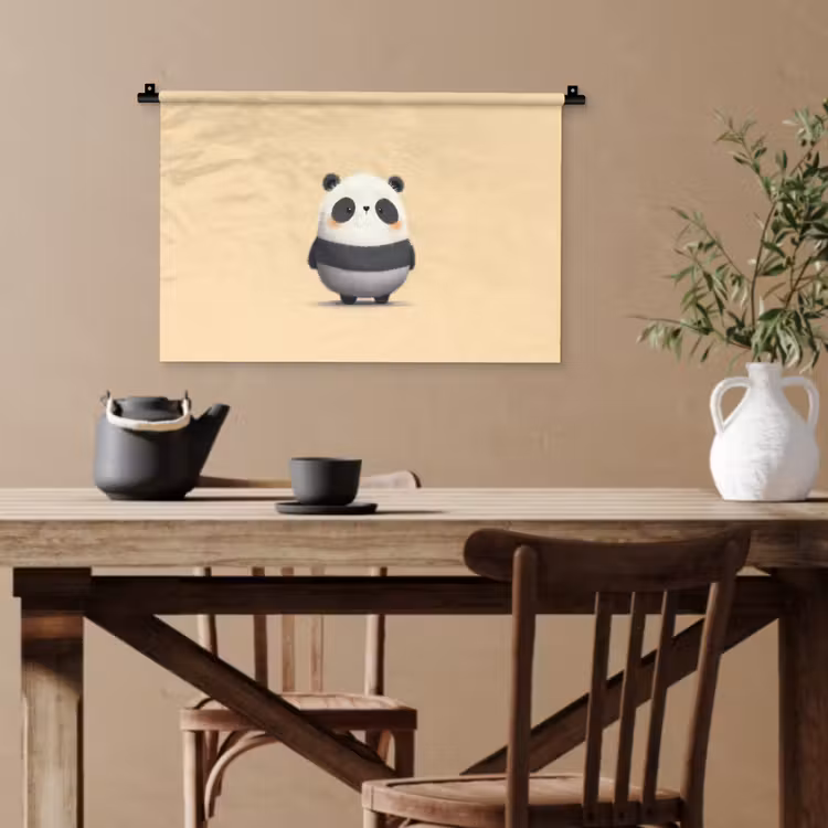 Panda - Beige - Minimalistisch Wandkleed katoen klein -sfeer6
