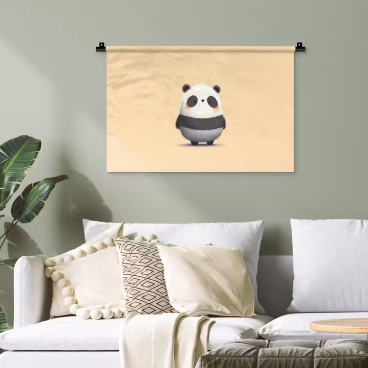 Panda - Beige - Minimalistisch Wandkleed katoen klein -sfeer7