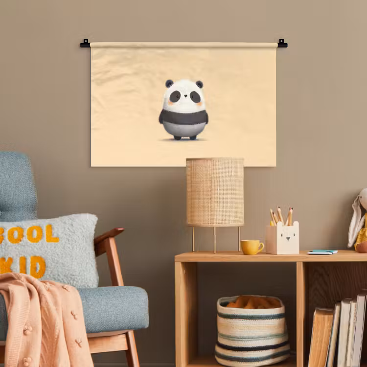 Panda - Beige - Minimalistisch Wandkleed katoen klein -wsfeer4_kind