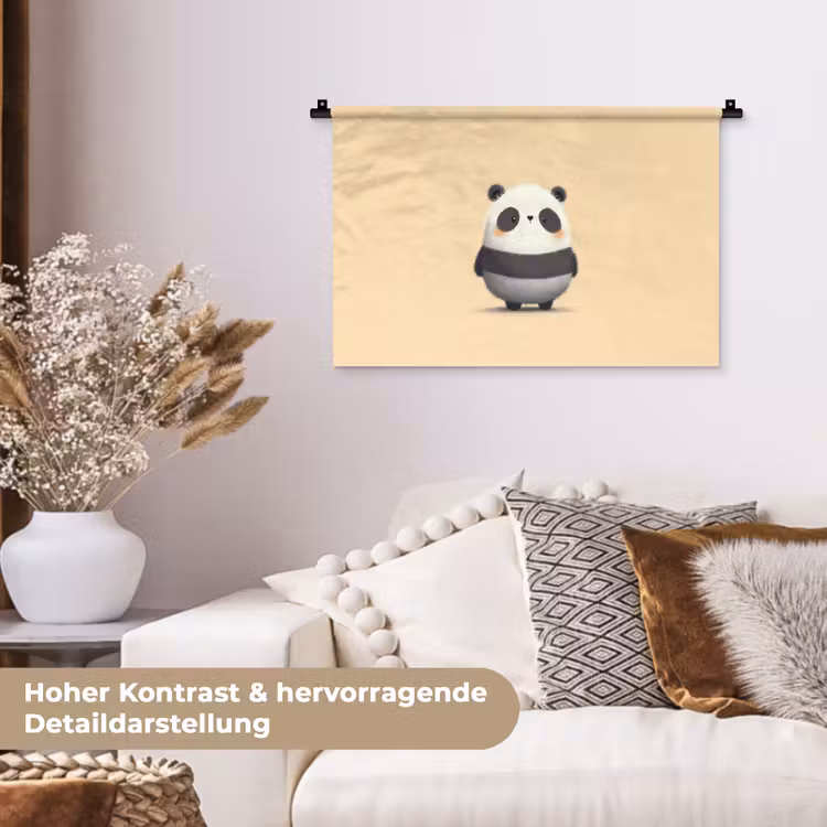 Panda - Beige - Minimalistisch Wandkleed katoen klein -tsfeer1_DE
