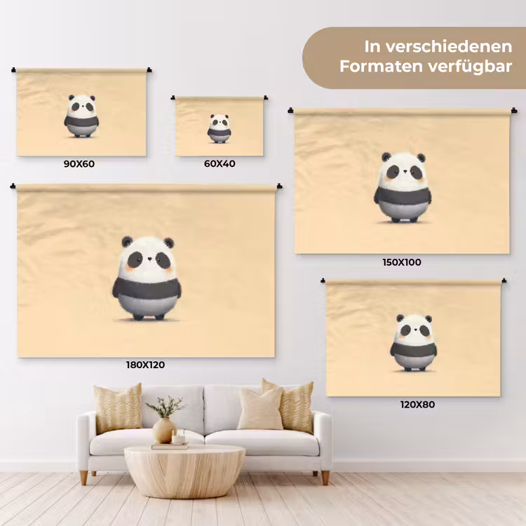 Panda - Beige - Minimalistisch Wandkleed katoen klein -tsfeer8_DE