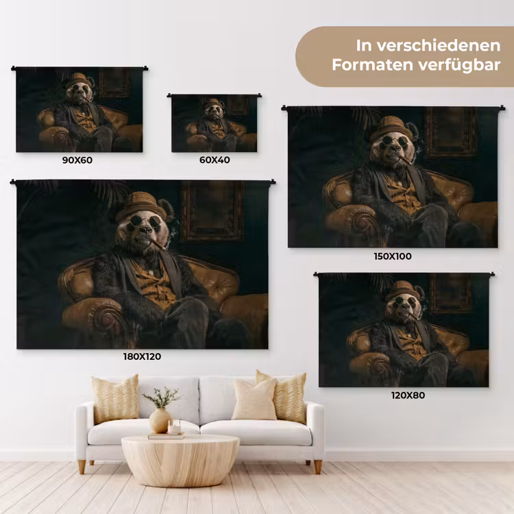 Panda - Hoed - Bril - Pak Wandkleed katoen klein -tsfeer8_DE