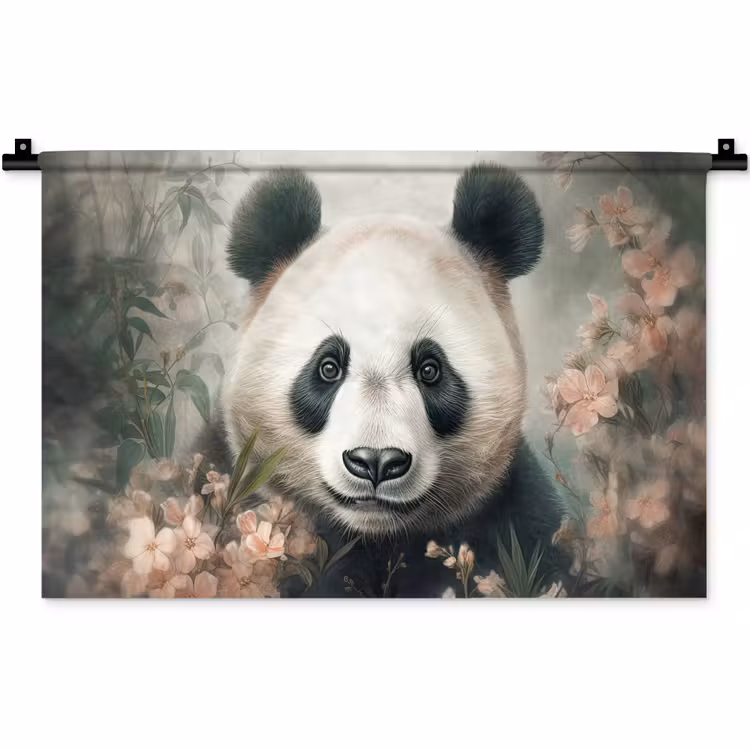 Panda - Dieren - Bloemen - Planten Wandkleed katoen klein -zz3d