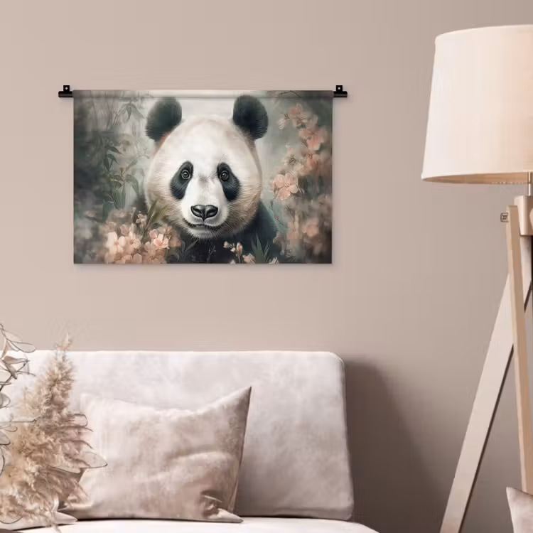 Panda - Dieren - Bloemen - Planten Wandkleed katoen klein -sfeer4