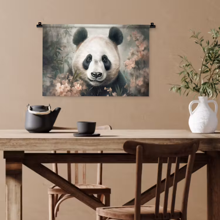 Panda - Dieren - Bloemen - Planten Wandkleed katoen klein -sfeer6