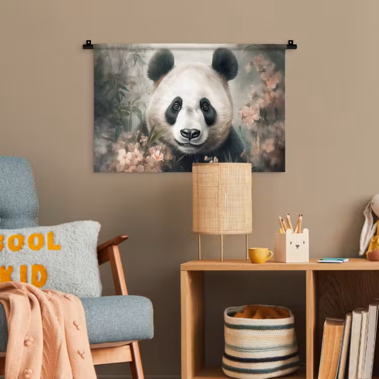Panda - Dieren - Bloemen - Planten Wandkleed katoen klein -wsfeer4_kind