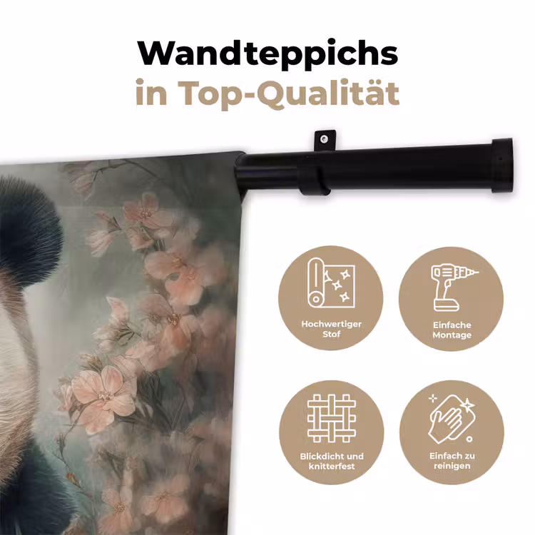 Panda - Dieren - Bloemen - Planten Wandkleed katoen klein -tsfeer2_DE
