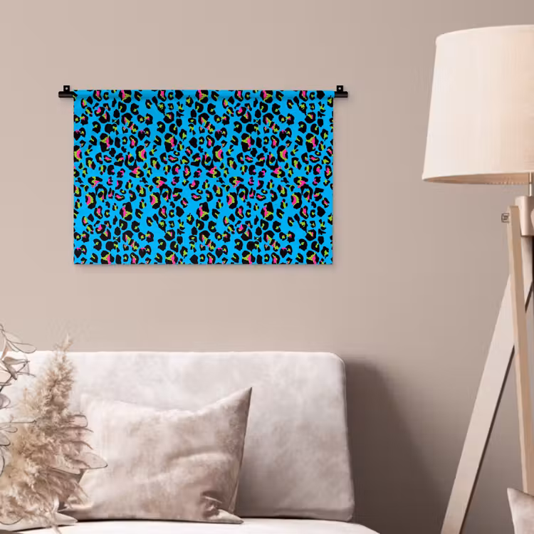 Panter - Blauw - Neon Wandkleed katoen klein 269 -sfeer4