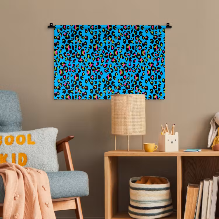 Panter - Blauw - Neon Wandkleed katoen klein 269 -wsfeer4_kind