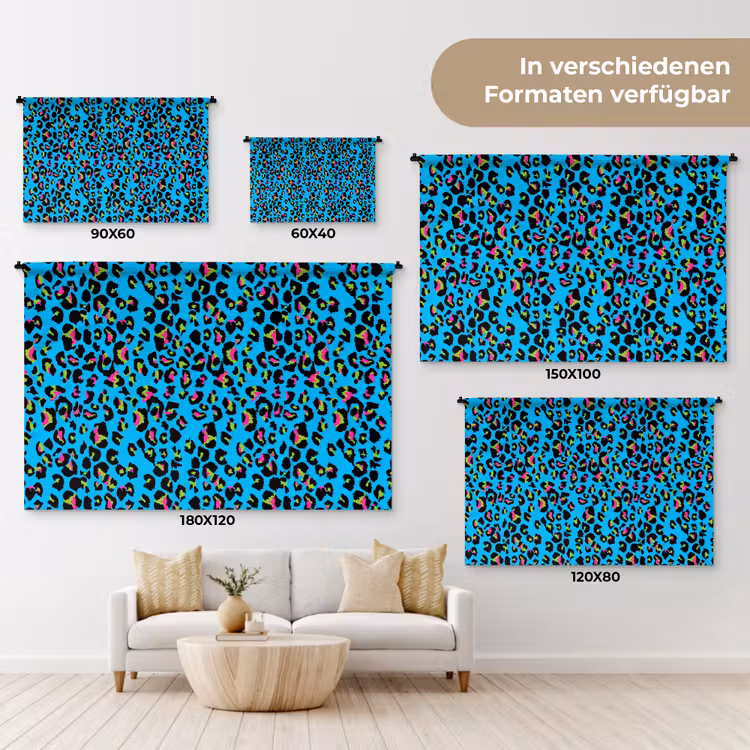 Panter - Blauw - Neon Wandkleed katoen klein 269 -tsfeer8_DE