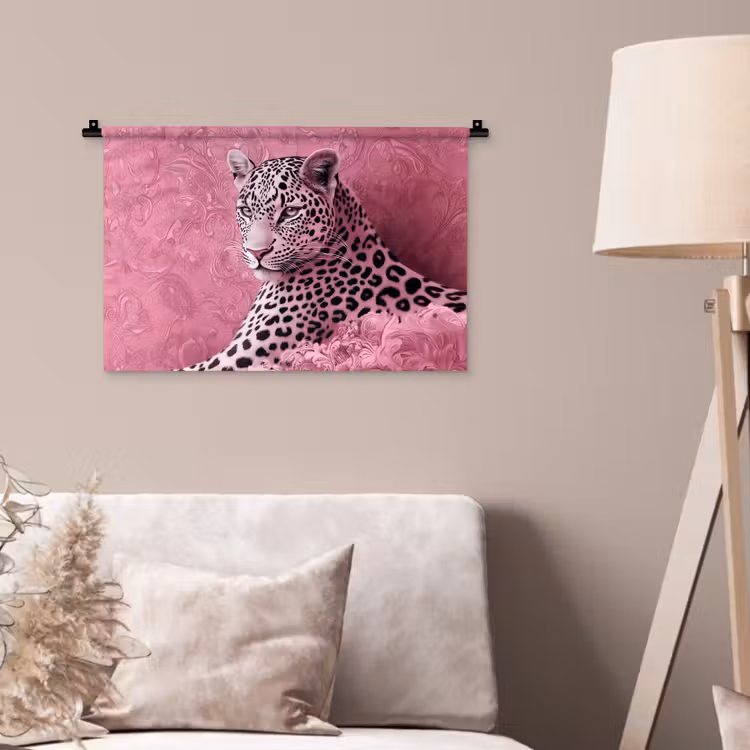 Panter - Luxe - Roze Wandkleed katoen klein -sfeer4