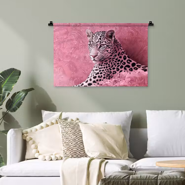 Panter - Luxe - Roze Wandkleed katoen klein -sfeer7