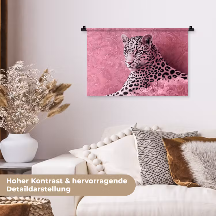 Panter - Luxe - Roze Wandkleed katoen klein -tsfeer1_DE