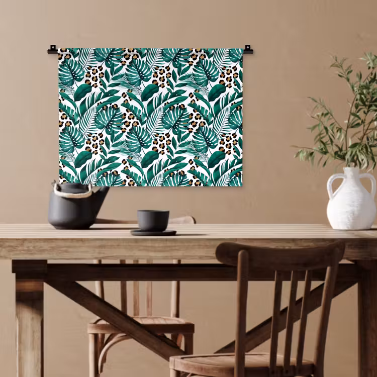 Panterprint - Bladeren - Jungle Wandkleed katoen klein -sfeer6
