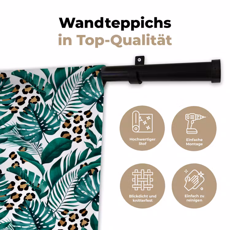 Panterprint - Bladeren - Jungle Wandkleed katoen klein -tsfeer2_DE