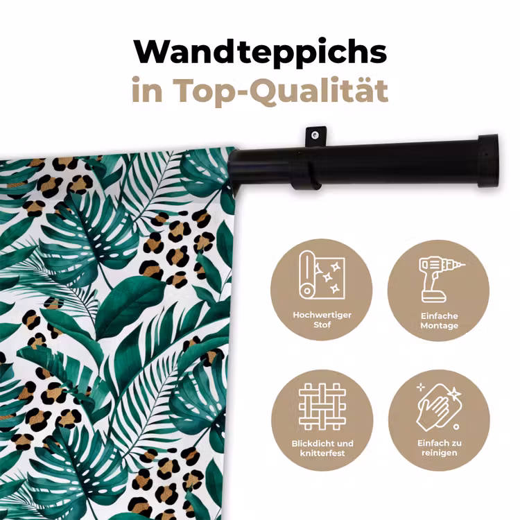 Panterprint - Bladeren - Jungle Wandkleed katoen klein -tsfeer2_DE