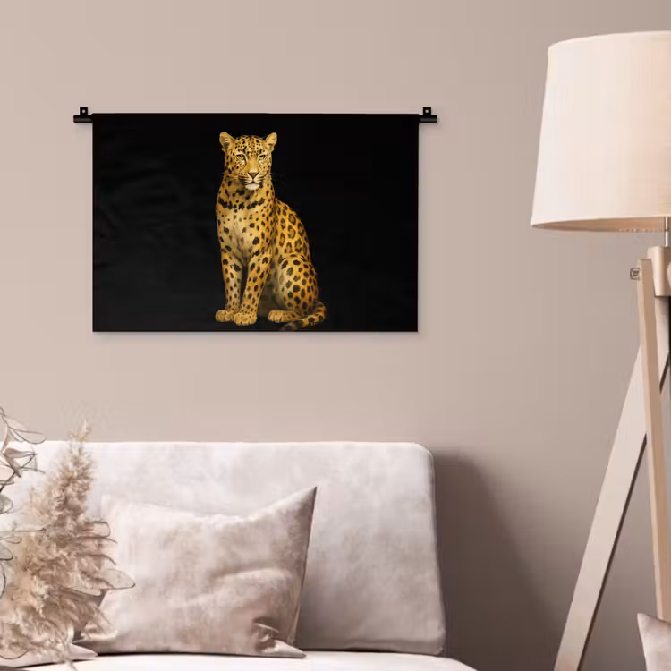 Panter - Realistisch - Bruin Wandkleed katoen klein -sfeer4