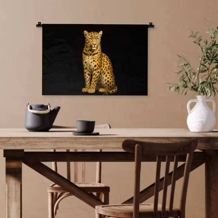 Panter - Realistisch - Bruin Wandkleed katoen klein -sfeer6