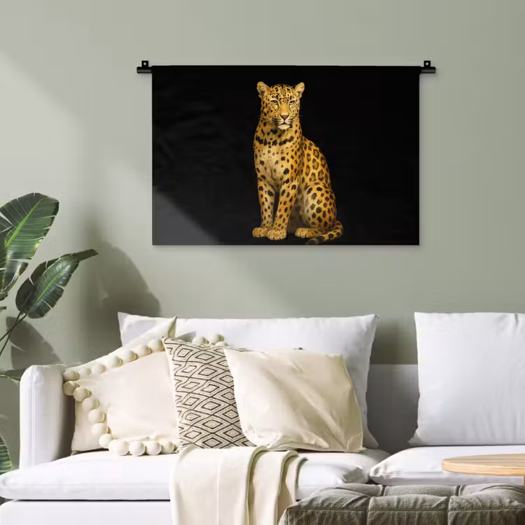 Panter - Realistisch - Bruin Wandkleed katoen klein -sfeer7
