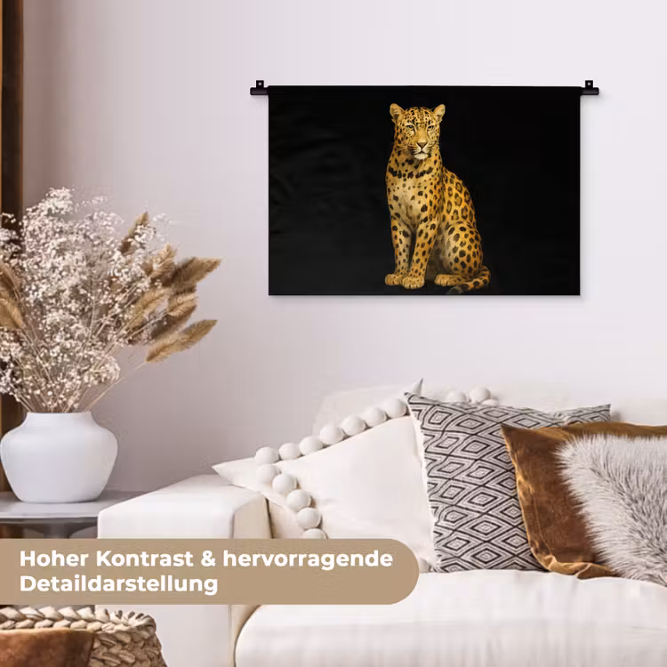 Panter - Realistisch - Bruin Wandkleed katoen klein -tsfeer1_DE