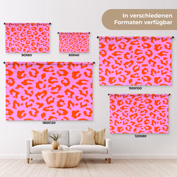 Panter - Rood - Roze Wandkleed katoen klein 269 -tsfeer8_DE
