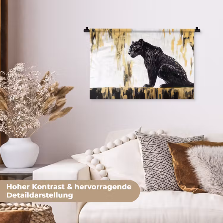 Panter - Zwart - Abstract - Goud Wandkleed katoen klein -tsfeer1_DE