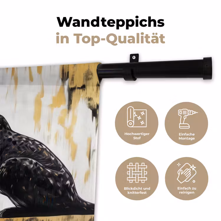 Panter - Zwart - Abstract - Goud Wandkleed katoen klein -tsfeer2_DE