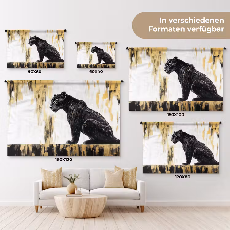 Panter - Zwart - Abstract - Goud Wandkleed katoen klein -tsfeer8_DE