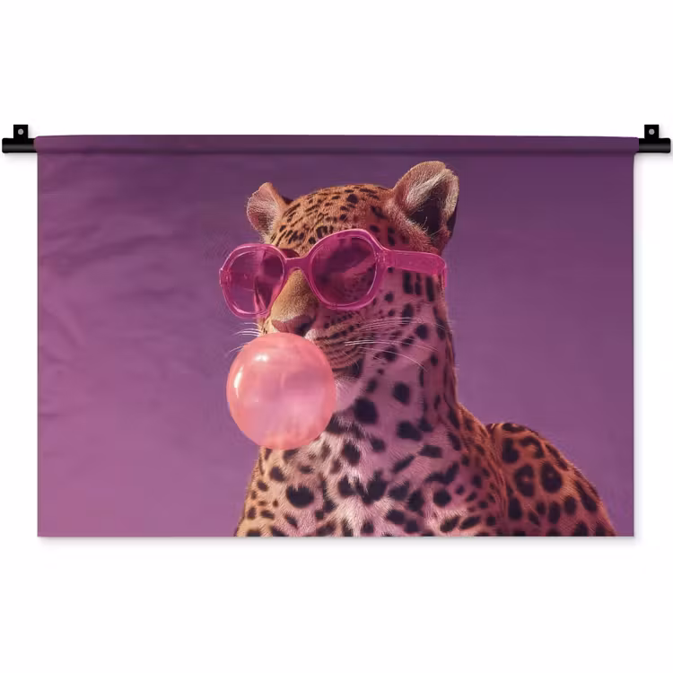 Panter - Zonnebril - Kauwgombel - Roze Wandkleed katoen klein -zz3d