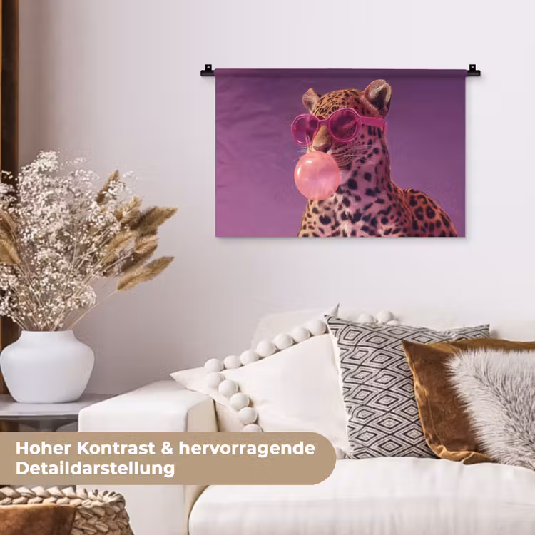 Panter - Zonnebril - Kauwgombel - Roze Wandkleed katoen klein -tsfeer1_DE