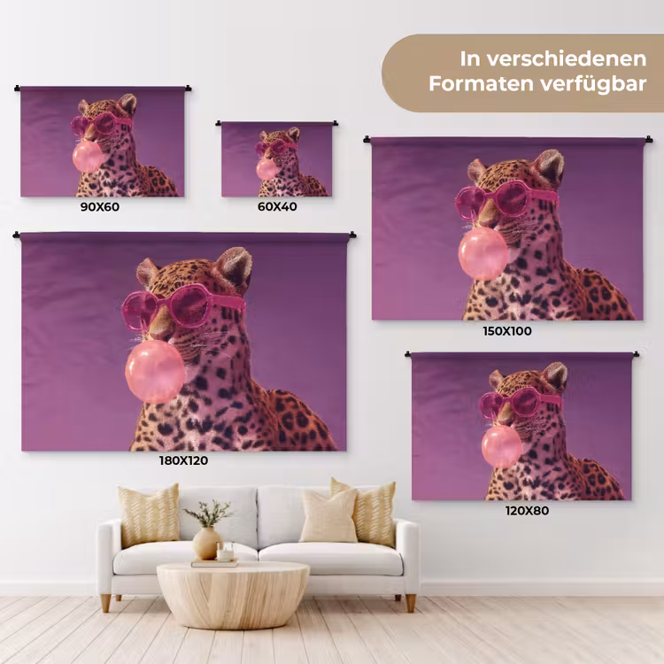 Panter - Zonnebril - Kauwgombel - Roze Wandkleed katoen klein -tsfeer8_DE