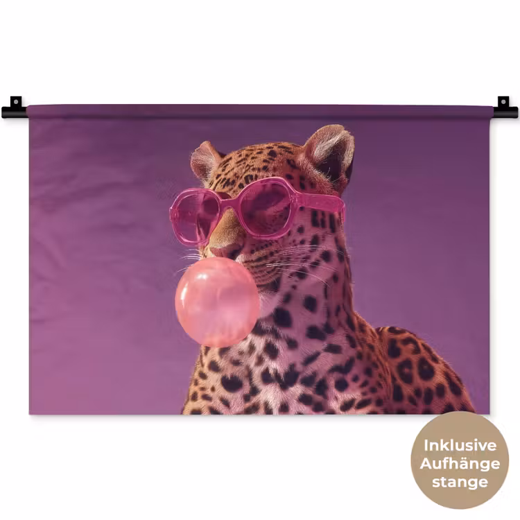 Panter - Zonnebril - Kauwgombel - Roze Wandkleed katoen klein -t3d_DE