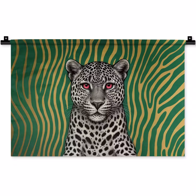 Panter - Zebrapatroon - Groen Wandkleed katoen klein -zz3d