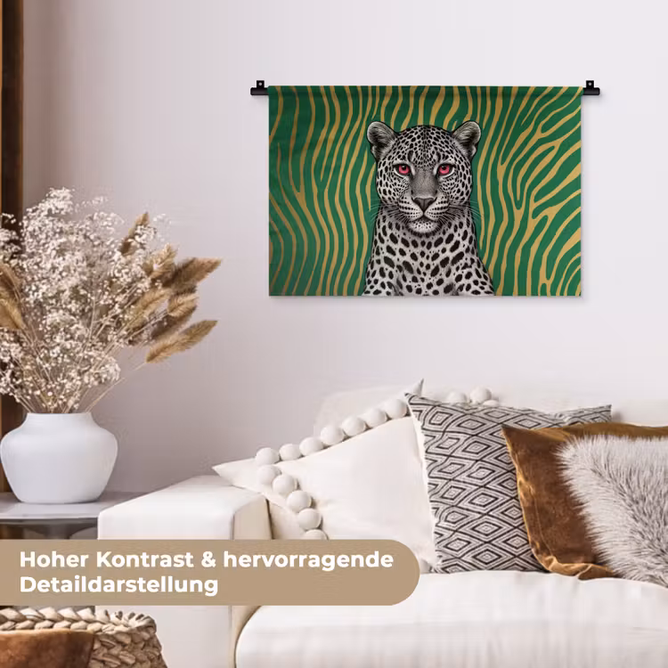 Panter - Zebrapatroon - Groen Wandkleed katoen klein -tsfeer1_DE