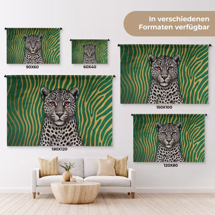 Panter - Zebrapatroon - Groen Wandkleed katoen klein -tsfeer8_DE