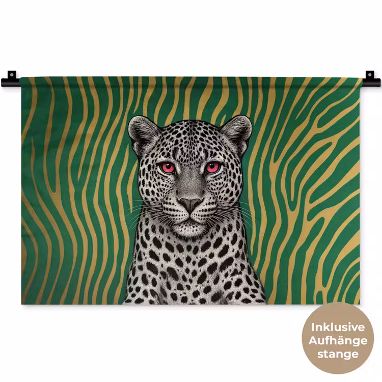 Panter - Zebrapatroon - Groen Wandkleed katoen klein -t3d_DE