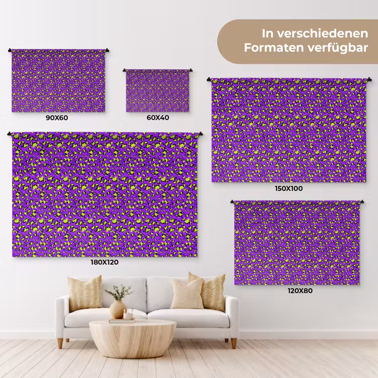 Panterprint - Paars - Groen - Neon Wandkleed katoen klein 269 -tsfeer8_DE