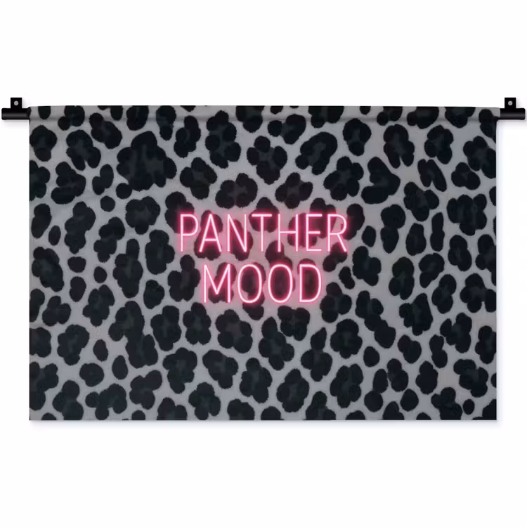Panterprint - Zwart - Neonletters - Roze Wandkleed katoen klein -zz3d
