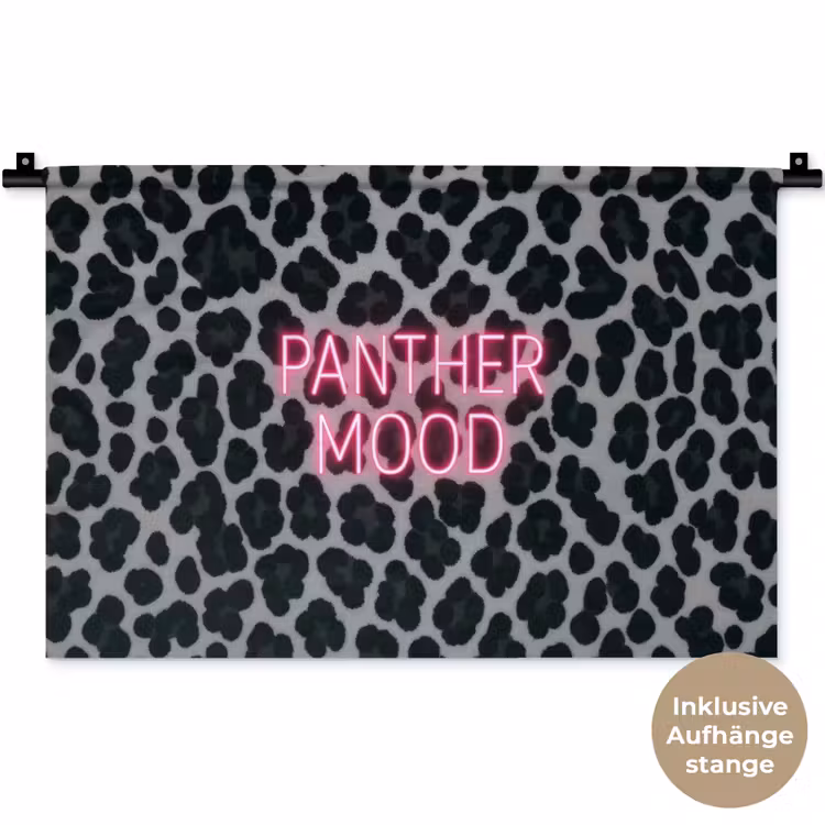 Panterprint - Zwart - Neonletters - Roze Wandkleed katoen klein -t3d_DE