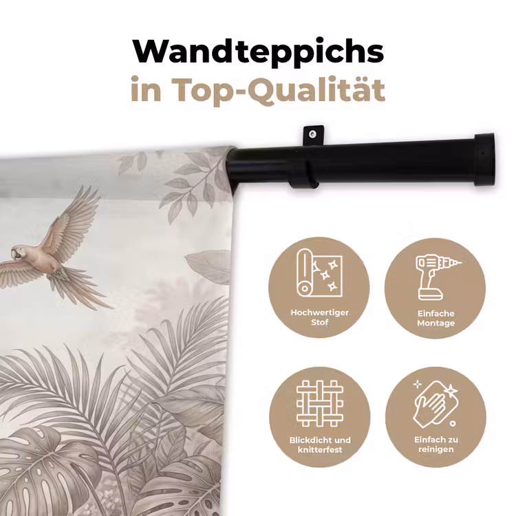 Papagaai - Jungle - Tropisch Wandkleed katoen klein -tsfeer2_DE